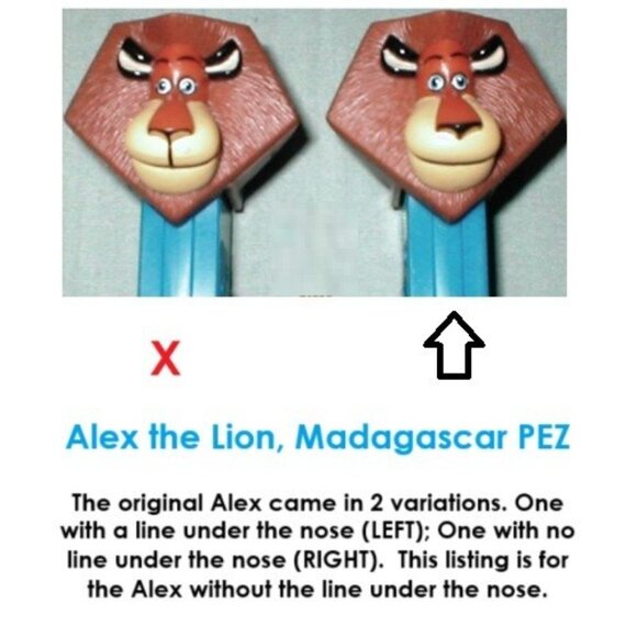 PEZ Candy Dispenser DreamWorks Madagascar Alex the Lion, Loose, Blue Stem, 2005 - Picture 15 of 15
